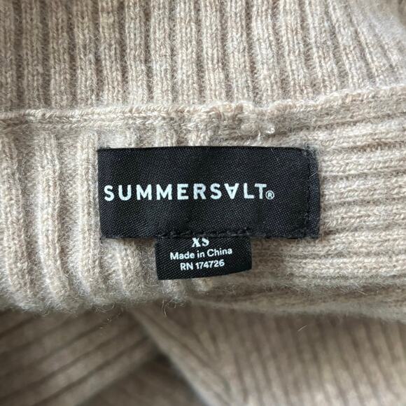 Summersalt Size XS Turtleneck Sweater Merino Wool Cashmere Oatmeal Ribbed FLAW - Picture 3 of 6